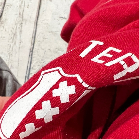 VTG Amsterdam 1980s Red Zip Up Soccer Track Jacket Mens - Picture 3 of 5